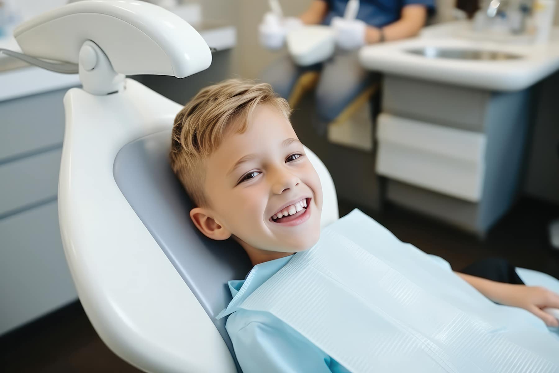Boy getting a dental fluoride treatment in Hendersonville, TN
